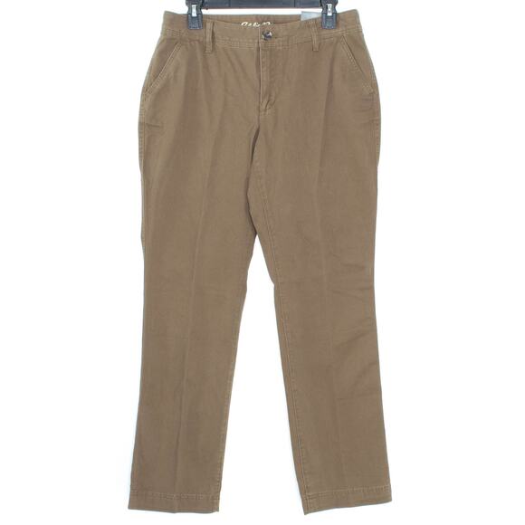 NWT Eddie Bauer Womens Pants Curvy Straight Leg Chino Zip Fly Brown Size 8 JE - Picture 1 of 2